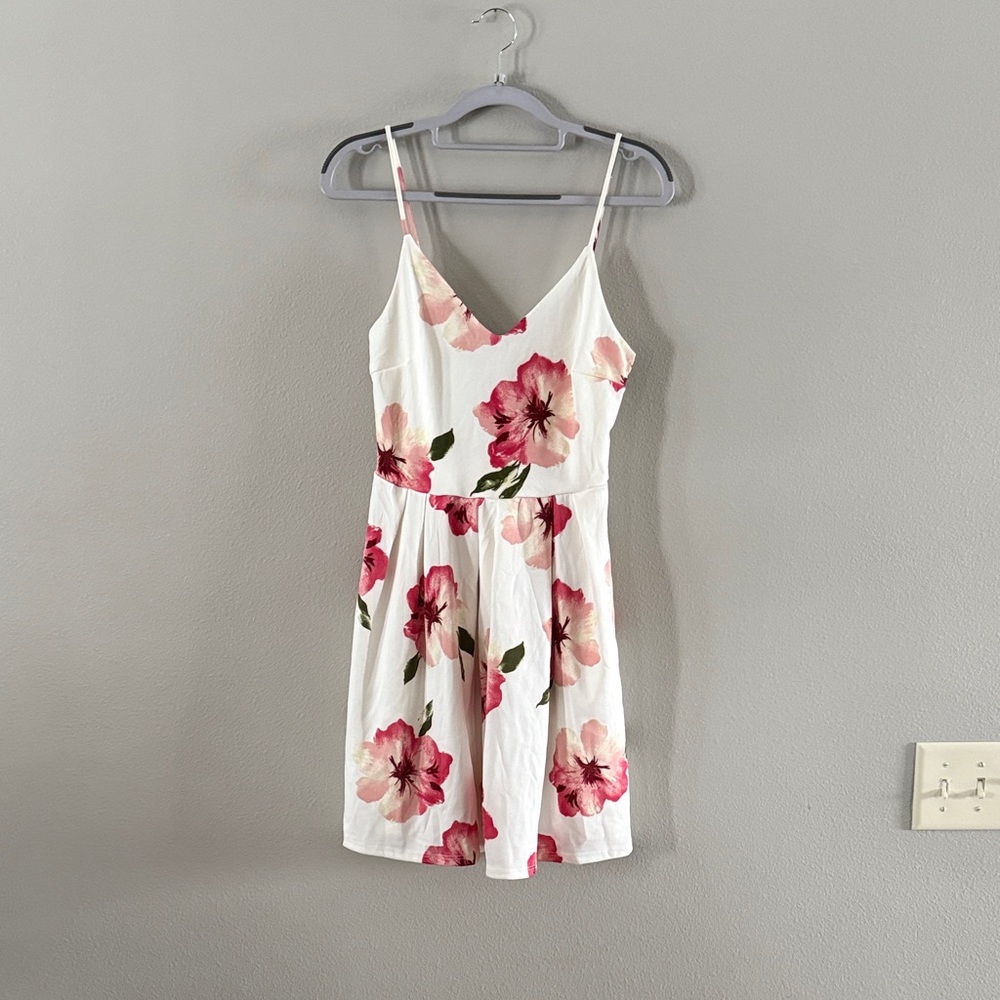 Soprano White and Pink Floral Mini Dress